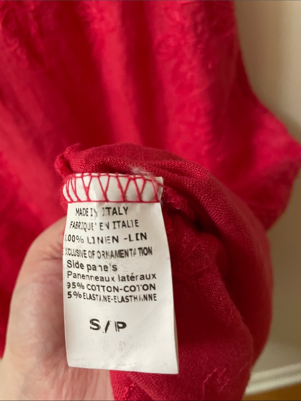 Linen V-Neck Embroidered Cap-Sleeve Dress - Picture 8 of 9